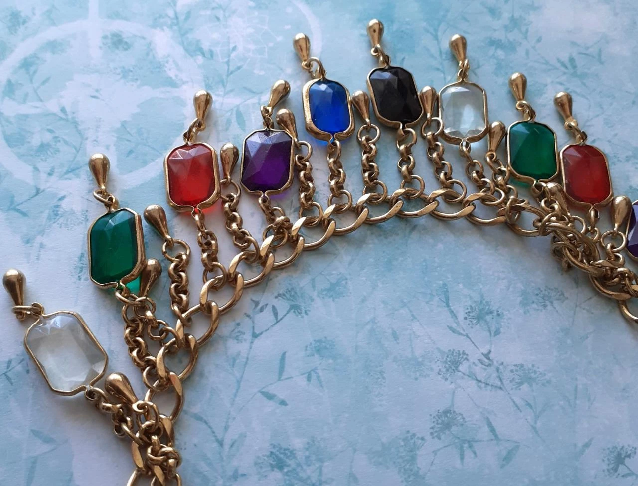 Vintage gold necklace with colored stones '80-90 – photo 5